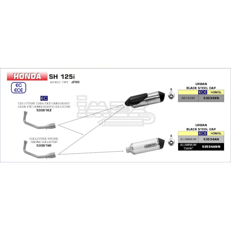 Ligne Complète ARROW Urban Honda SH 125 SCOOPY I.E (avec ABS) 2020-... Ligne Complète ARROW Urban Honda SH 125 SCOOPY I.E (avec ABS) 2020-...