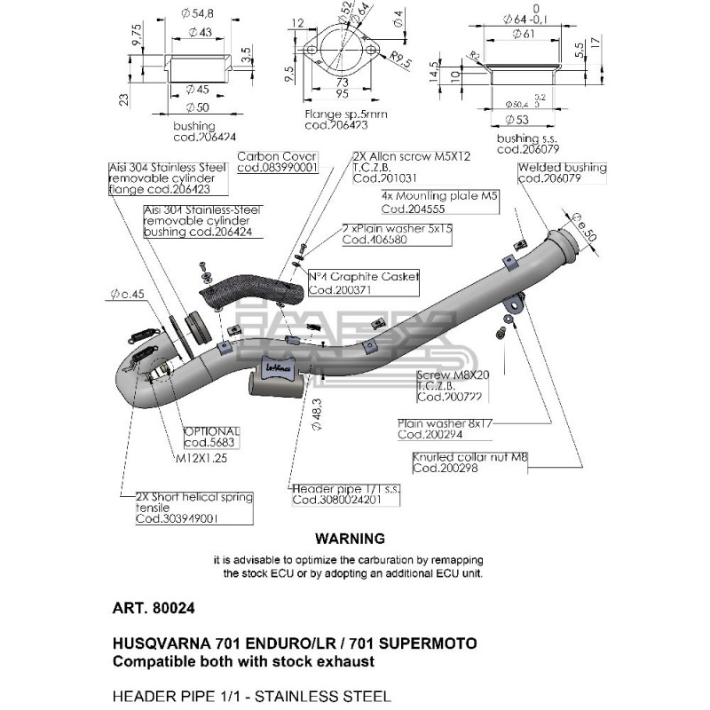 Collecteur pour Husqvarna 701 SM / ENDURO 2021-... Collecteur pour Husqvarna 701 SM / ENDURO 2021-...