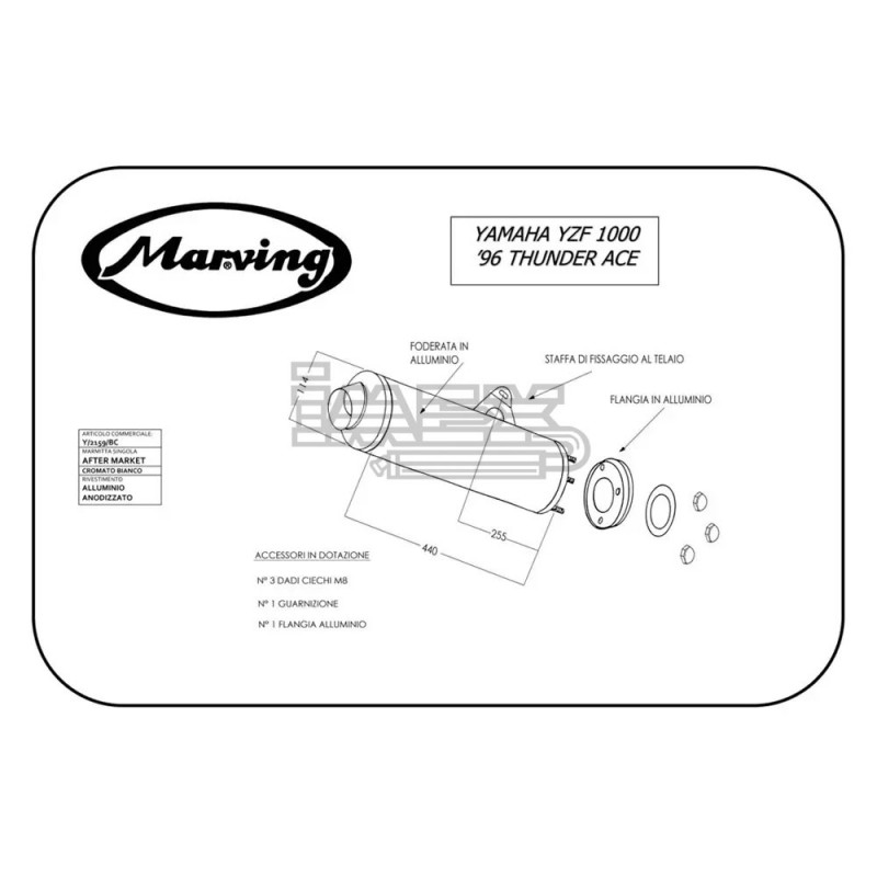 Silencieux Marving style origine Ø 114 mm pour Yamaha YZF 1000 THUNDERACE 1996-2000 Silencieux Marving style origine Ø 114 mm pour Yamaha YZF 1000 THUNDERACE 1996-2000